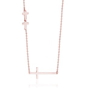 Colier argint placat cu aur roz cu cruciulite DiAmanti Z1693NRG-DIA (Argint 925‰ 2,3 g.)